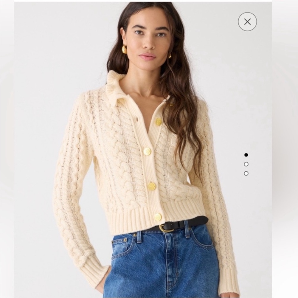 J. Crew Cream Cable Knit Cardigan